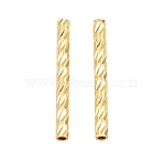 Brass Beads, Twisted Tube, Rack Plating, Long-Lasting Plated, Lead Free & Cadmium Free, Real 18K Gold Plated, 15x1.5mm, Hole: 0.8mm(KK-CBA5CB0-47G-04)