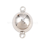 304 Stainless Steel Magnetic Clasps, Round, with Loops, Round Hole, Stainless Steel Color, 22x14x14mm, Hole: 2mm(STAS-P452-03E-P)