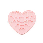 Heart Silicone Molds, Resin Casting Molds, for UV Resin, Epoxy Resin Craft Making, Pink, 155x170x11mm, Hole: 6mm, Inner Diameter: 26x31mm and 17x20mm(DIY-CJC007-01B)