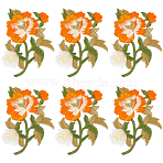 6Pcs Flower Polyester & Cotton Computerized Embroidery Iron on/Sew on Patches, Chinese Style Appliques, Orange, 81x63x1.5mm(PATC-HY0001-91A)