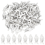60Pcs Tibetan Style Alloy Pendants, Cadmium Free & Lead Free, Fish Bone Charms, Antique Silver, 26x11.5x2.5mm, Hole: 2.5mm(TIBEP-LP0001-05)