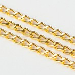 Iron Twisted Chains Curb Chains, Unwelded, Golden, Link: 3x5mm, 0.8mm thick(X-CHS003Y-G)
