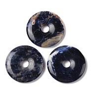 Natural Sodalite Pendants, Donut/Pi Disc Charms, 39~40x6mm, Hole: 6mm(G-F524-H11)