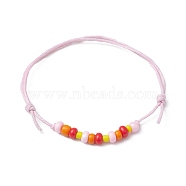 Adjustable Glass Seed Braided Bead Bracelets, with Cotton Cords, Red, Inner Diameter: 3-3/8 inch(8.5cm)(BJEW-JB09755)