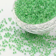 12/0 Glass Seed Beads, Inside Colors, Lime Green, 2mm, about 30000pcs/pound(SDB135)