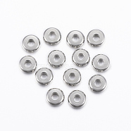 304 Stainless Steel Spacer Beads, Flat Round, Stainless Steel Color, 6x2mm, Hole: 2mm(X-STAS-H376-47)