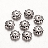 Flower CCB Plastic Beads, Platinum, 8x3.5mm, Hole: 1mm(CCB-D003-13)