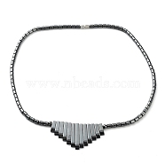 17.5 inch Non-Magnetic Synthetic Hematite Necklace with Ship Beads Pendant, Black, Drum Beads:4x5mm, Pendant:12~30mm long(IMN006)
