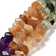 Chakra Natural Mixed Gemstone Beads Strands, Natural Tiger Eye & Aquamarine & Prehnite & Botswana Agate & Amethyst & Citrine & Lapis Lazuli, Nuggets, Faceted, 6~8x10.5~14x8~9.5mm, Hole: 1.2mm, about 57~61pcs/strand, 15.16''~15.39''(38.5~39.1cm)(G-D091-A08)