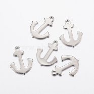 304 Stainless Steel Pendants, Anchor, Stainless Steel Color, 16x13x1mm, Hole: 1.5mm(X-STAS-L200-35P)