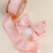 10 Yards Polyester Ruffled Ribbons, for Bowknot, Clothing Ornament, Pink, 1 inch(25mm)(PW-WG29113-11)