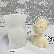 Goddess Girl DIY Candle Food Grade 3D Bust Portrait Silicone Molds, Half-body Sculpture Resin Casting Molds, For UV Resin, Epoxy Resin Jewelry Making, White, 7.8x5.8x9.4cm(CAND-PW0001-258)