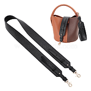 Litchi Texture PU Leather Bag Straps, with Alloy Swivel Clasp, Black, 100x4.05x0.3~0.6cm(FIND-WH0418-09G-01)