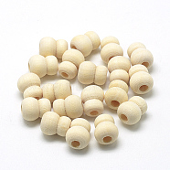 Unfinished Wood Beads, Natural Wooden Beads, Gourd Shaped, Cornsilk, 12x10mm, Hole: 3.5mm(WOOD-T007-03)