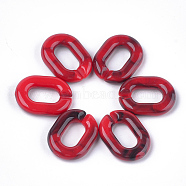 Acrylic Linking Rings, Quick Link Connectors, For Jewelry Chains Making, Imitation Gemstone Style, Oval, Red, 24x18x5mm, Hole: 13x7mm, about 380pcs/500g(OACR-S021-18B-11)