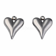 304 Stainless Steel Pendants, with 201 Stainless Steel Loops, Heart, Stainless Steel Color, 16x12x3.5mm, Hole: 1.6mm(STAS-N087-57P)