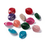 Crackle Opaque Acrylic Beads, Imitation Turquoise, Oval, Mixed Color, 29x24x13mm, Hole: 3mm, about 134pcs/500g(OACR-C006-05)