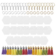 DIY Tassel Keychain Making Kit, Including Iron Jump Rings & Split Key Rings, Hexagon Acrylic Blank Big Pendants, Faux Suede Tassel Pendant Decorations, Mixed Color, Key Rings: 55x27.5x2mm, 2 colors, 10pcs/color, 20pcs/box(DIY-SZ0001-44)