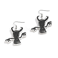 Halloween Cartoon Acrylic Ghost Dangle Earrings for Women, Daily Wear Jewelry, Platinum, Black, 50x42mm(QK1762-7)