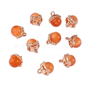 10Pcs Gemstone Charm Pendant Crystal Quartz Healing Natural Stone Pendants Buckle for Jewelry Necklace Earring Making Cra, Orange, 9.5mm, Hole: 2.5mm(JX599C)