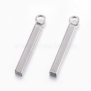 201 Stainless Steel Pendants, Bar, Stainless Steel Color, 17.5x2x2mm, Hole: 1.6mm(STAS-L214-08P)