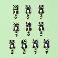 Light Gold Rack Plating Alloy Enamel Pendants, Cadmium Free & Nickel Free & Lead Free, Cat Charm, Black, 38x15.7x3mm, Hole: 2mm(ENAM-YW0003-50C)