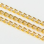 Iron Twisted Chains Curb Chains, Unwelded, Golden, Link: 3x5mm, 0.8mm thick(X-CHS003Y-G)