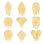 Nickel Decoration Stickers, Metal Resin Filler, Epoxy Resin & UV Resin Craft Filling Material, Golden, Mixed Shapes, Melting Diamond, 40x40mm, 9 style, 1pc/style, 9pcs/set(DIY-WH0450-092)