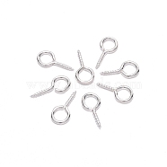 Iron Screw Eye Pin Peg Bails, For Half Drilled Beads, Silver, 10x5mm, 200pcs/bag(CABI-PW0001-244B-S)