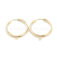201 Stainless Steel Huggie Hoop Earring Findings, with Horizontal Loop and 316 Surgical Stainless Steel Pin, Real 24K Gold Plated, 29x26x2.5mm, Hole: 2.5mm, Pin: 1mm(X-STAS-P283-01L-G)