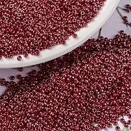 MIYUKI Round Rocailles Beads, Japanese Seed Beads, (RR425) Opaque Cadillac Red Luster, 15/0, 1.5mm, Hole: 0.7mm, about 5555pcs/10g(X-SEED-G009-RR0425)