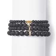 4Pcs 4 Style Column & Round & Flat Round Alloy & Natural Lava Rock & Synthetic Hematite Beaded Stretch Bracelets Set for Women, Inner Diameter: 2~2-1/8 inch(5.2~5.5cm), 1Pc/style(BJEW-JB09366)