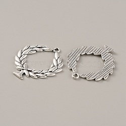 Tibetan Style Alloy Pendants, Leafy Branch Charms, Olive Branch, Antique Silver, 38x33x2mm, Hole: 2mm(FIND-TAC0002-061C)