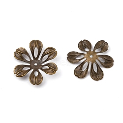 6-Petal Iron Bead Caps, Flower, Antique Bronze, 25.5x23.5x3mm, Hole: 1.5mm(IFIN-WH0070-09AB)