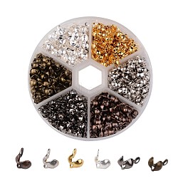 1 Box Iron Bead Tips, Nickel Free, Mixed Color, 8x4mm, Hole: 1.5mm, 3mm inner diameter, about 650pcs/box(IFIN-X0024-NF-B)