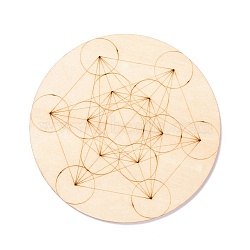 Basswood Carved Round Cup Mats, Chakra Flower Of Life Coaster Heat Resistant Pot Mats, for Home Kitchen, Star Pattern, 100x3mm(DJEW-M006-03)