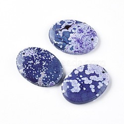 Natural Agate Pendants, Dyed & Heated, Oval, 40.6~41x30~30.8x6~8mm, Hole: 1.6~1.7mm(G-L504-001)