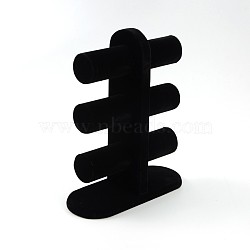 Wooden Velours T-Bar Bracelet/Bangle Display Stands, 3-Tier, Black, 31x25.5x10cm(BDIS-N018-01)