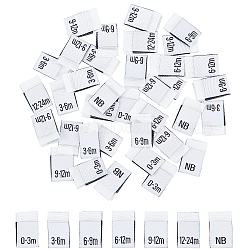 280Pcs 7 Style Neonatal Month Clothing Labels Size, Polyester Garment Accessories, Rectangle, White, 40x13x0.2mm, 40pcs/style(FIND-NB0001-45)