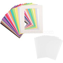 Card Paper Picture Frame, with White Core Bevel Cut and Transparent PVC Film, for Wall Decoration, Mixed Color, 16.5x21.7x0.1cm, Inner Size: 11.5x16.6cm, Fit for 7-inch Picture, 20pcs/set(DIY-NB0002-87)