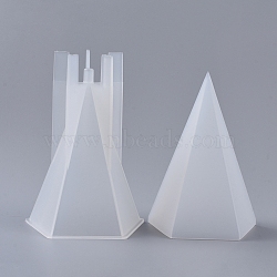 2PCS DIY Pentagonal Aromatherapy Candle Silicone & Plastic Molds, for Making Candles, White, 91x88x134mm, Inner Diameter: 80x76mm, 82x85x124mm, Inner Diameter: 80x73mm, 2pcs/set(DIY-F048-08)