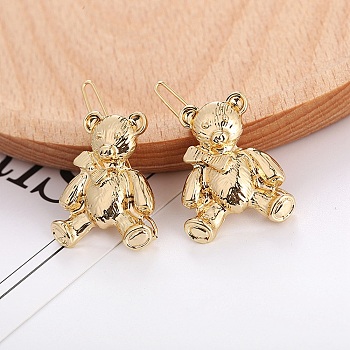 Bear Alloy Hair Barrettes, Frog Buckle Hairpin for Women Girls, Golden, 41.5mm