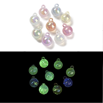 UV Plating Luminous Rainbow Iridescent Acrylic Beads, Glitter Beads, Glow in the Dark, Mixed Color, 20.5x16.5x20.5mm, Hole: 2.5mm