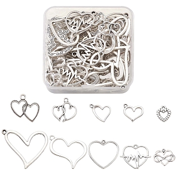 Tibetan Style Alloy Pendants, Heart, Antique Silver, 100pcs/box