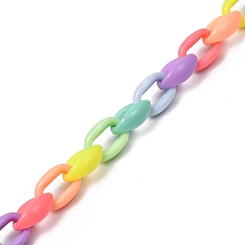 Handmade Acrylic Cable Chains, for Handbag Chain Making, Colorful, 16x11x6.5mm, 39.37 inch(1m)/strand