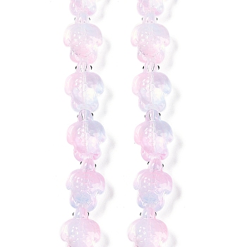 Transparent Glass Enamel Beads Strands, Hand Drawn Beads, Turtle, Pearl Pink, 18x14x8.5mm, Hole: 1.2mm, about 22pcs/strand, 14.76~14.96''(37.5~38cm)