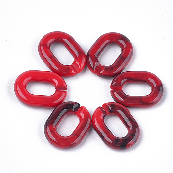 Acrylic Linking Rings, Quick Link Connectors, For Jewelry Chains Making, Imitation Gemstone Style, Oval, Red, 24x18x5mm, Hole: 13x7mm, about 380pcs/500g