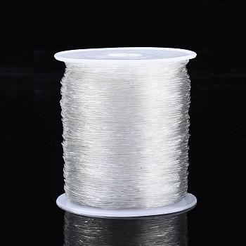Elastic Stretch Polyester Crystal String Cord, Jewelry Making Bracelet Beading Thread, Clear, 0.7mm, about 109.36 yards(100m)/roll