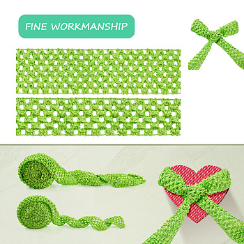 2 Rolls 2 Sizes Polyester Elastic Ribbon, for Hair Band Making, Lawn Green, 1roll/style