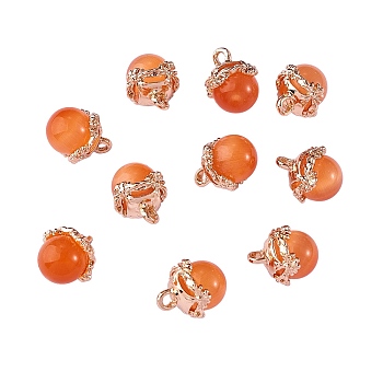 10Pcs Gemstone Charm Pendant Crystal Quartz Healing Natural Stone Pendants Buckle for Jewelry Necklace Earring Making Cra, Orange, 9.5mm, Hole: 2.5mm